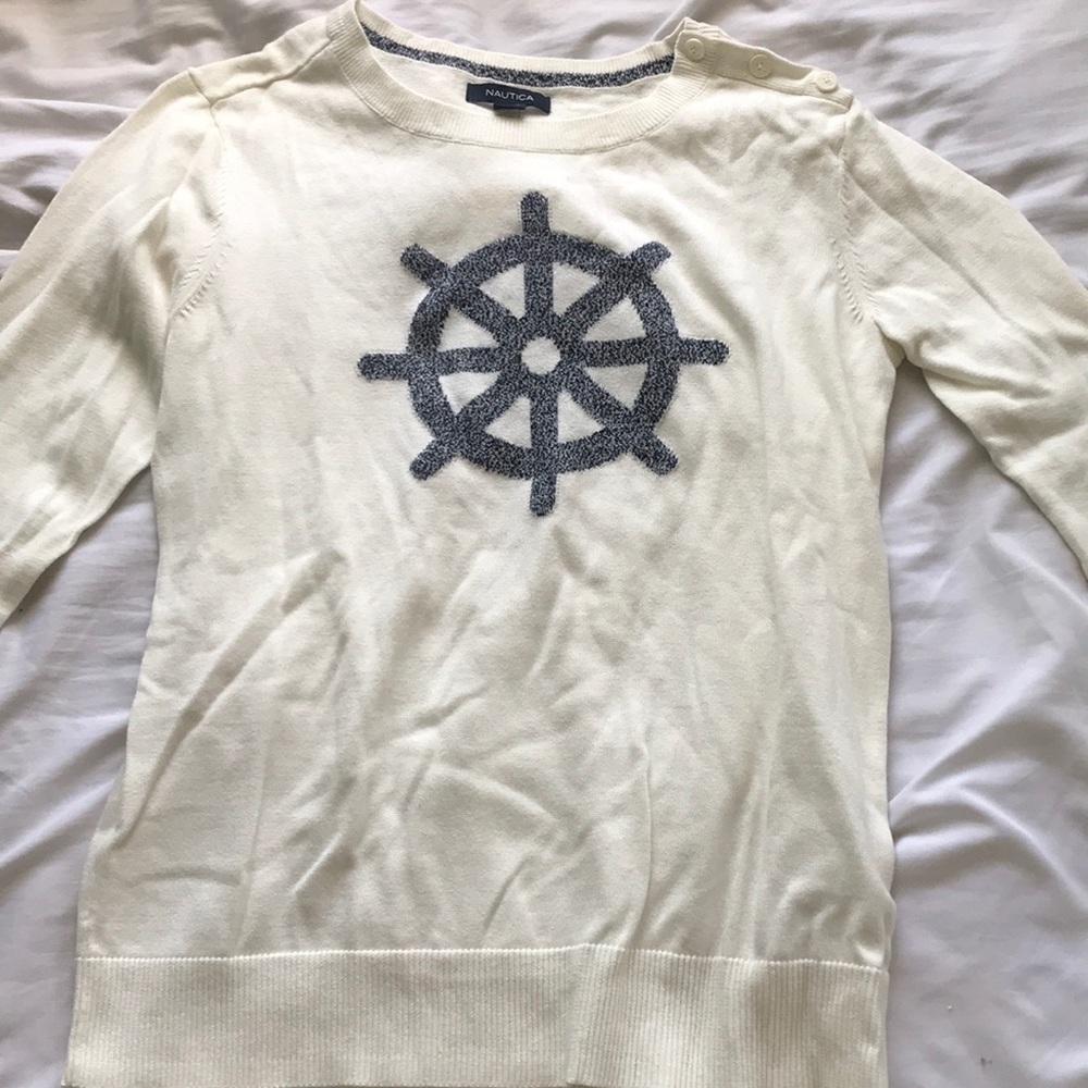 White Nautica sweater